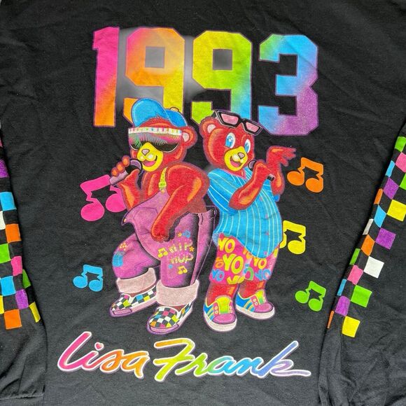 Lisa Frank 1993 Black Long Sleeved Hip Hop Bears Colorful Shirt Adult Size 2XL - Picture 2 of 7